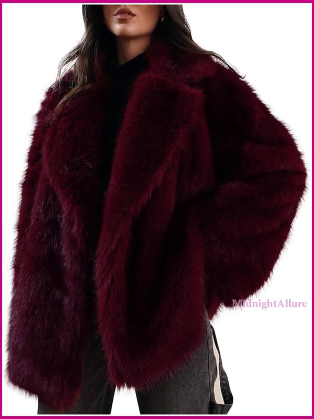 Long Faux Fur Coat Lapel Shaggy Winter Jacket Open Front Outerwear - Picture 1 of 7